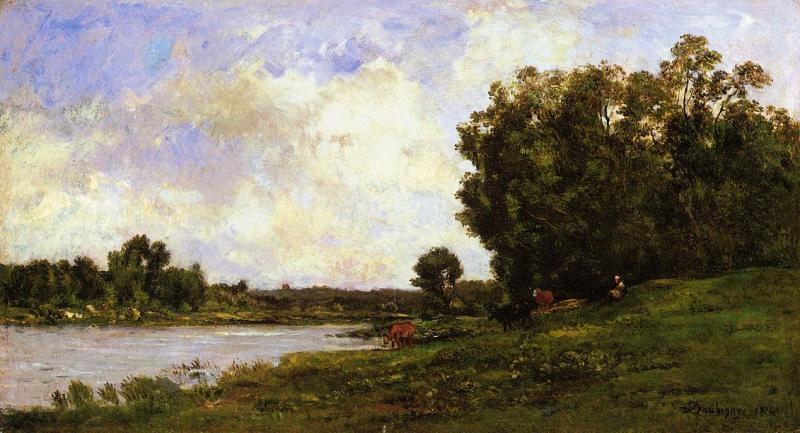 Charles-Francois Daubigny Cattle on the Bank of a River Germany oil painting art